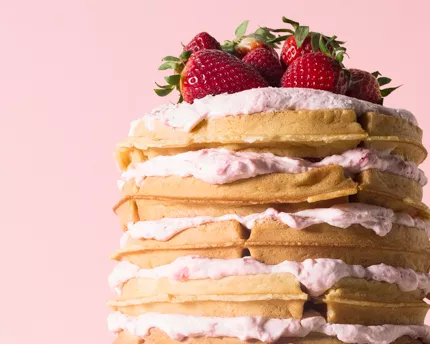 Strawberries Cream Waffle Cake